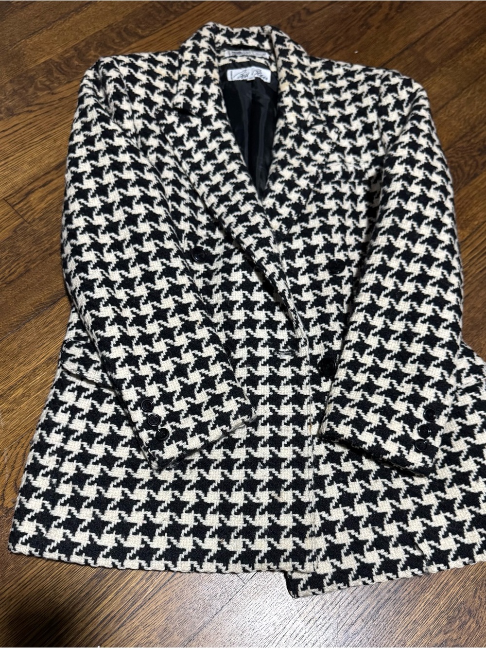Vintage Bill Blass Houndstooth Women's Blazer Jacket - Black & White